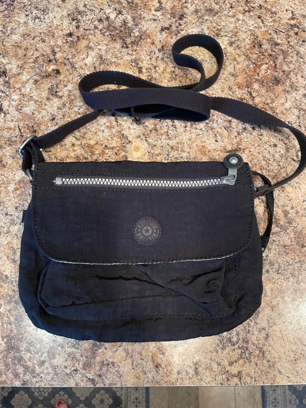 Kipling Black Nylon Small Crossbody with Round Logo